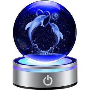 3D Dolphin Crystal Ball Night Lights Dolphin Lovers Gifts for Her Him Christmas